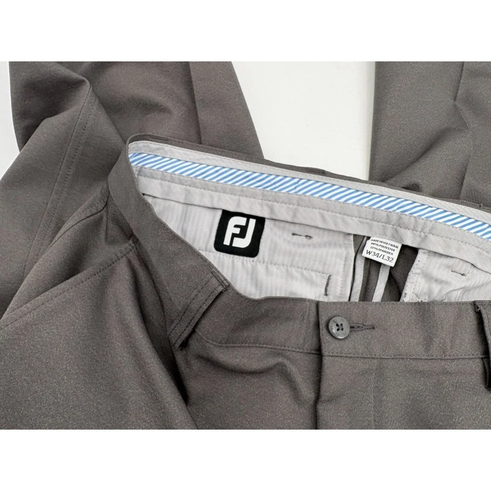 FootJoy Golf Pants Men's 34x32 Gray Performance Stretch Flat Front Tech Khakis